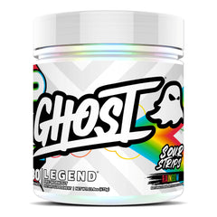 GHOST Legend pre-workout Sour Strips tub ready for training.