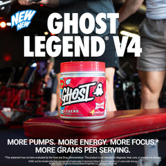 Ghost Legend scoop dispensing into shaker shows precise dosing for workouts