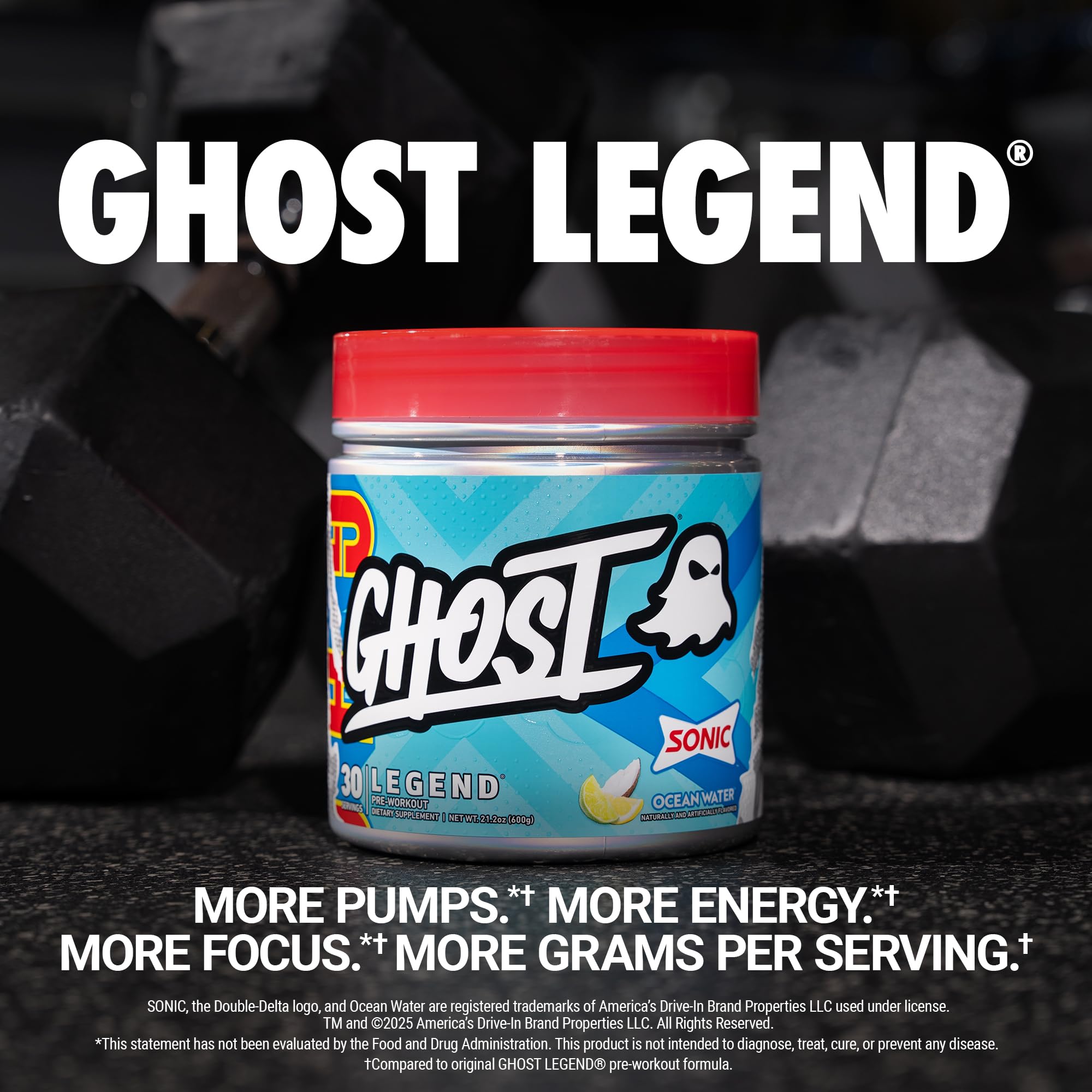 GHOST Legend scoop in glass shows easy mixing for energy before workout