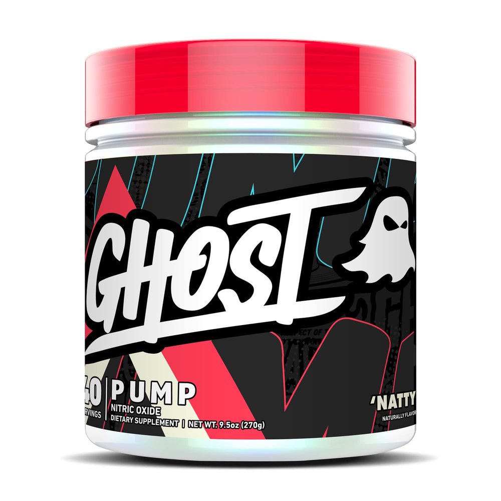 GHOST Pump Natty tub front for stimulant-free workouts and clean fueling.