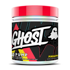 GHOST Pump pineapple bottle front demonstrates stimulant-free pump support.