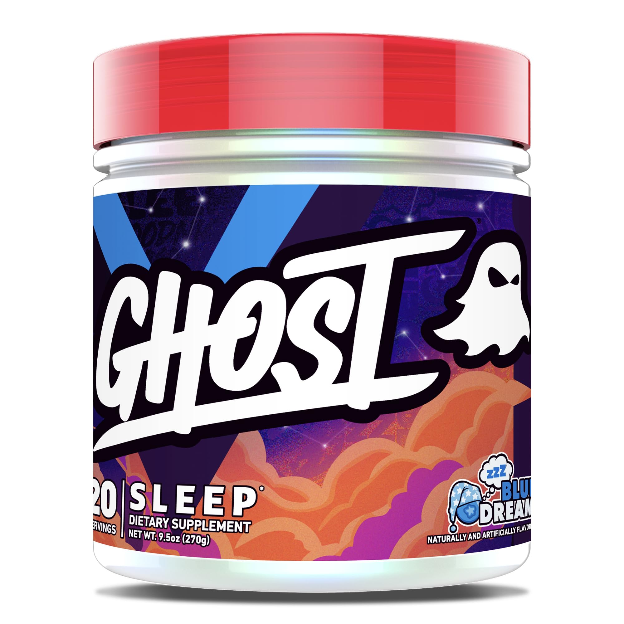 GHOST Sleep Blue Dream bottle with clear ingredients supports nightly rest