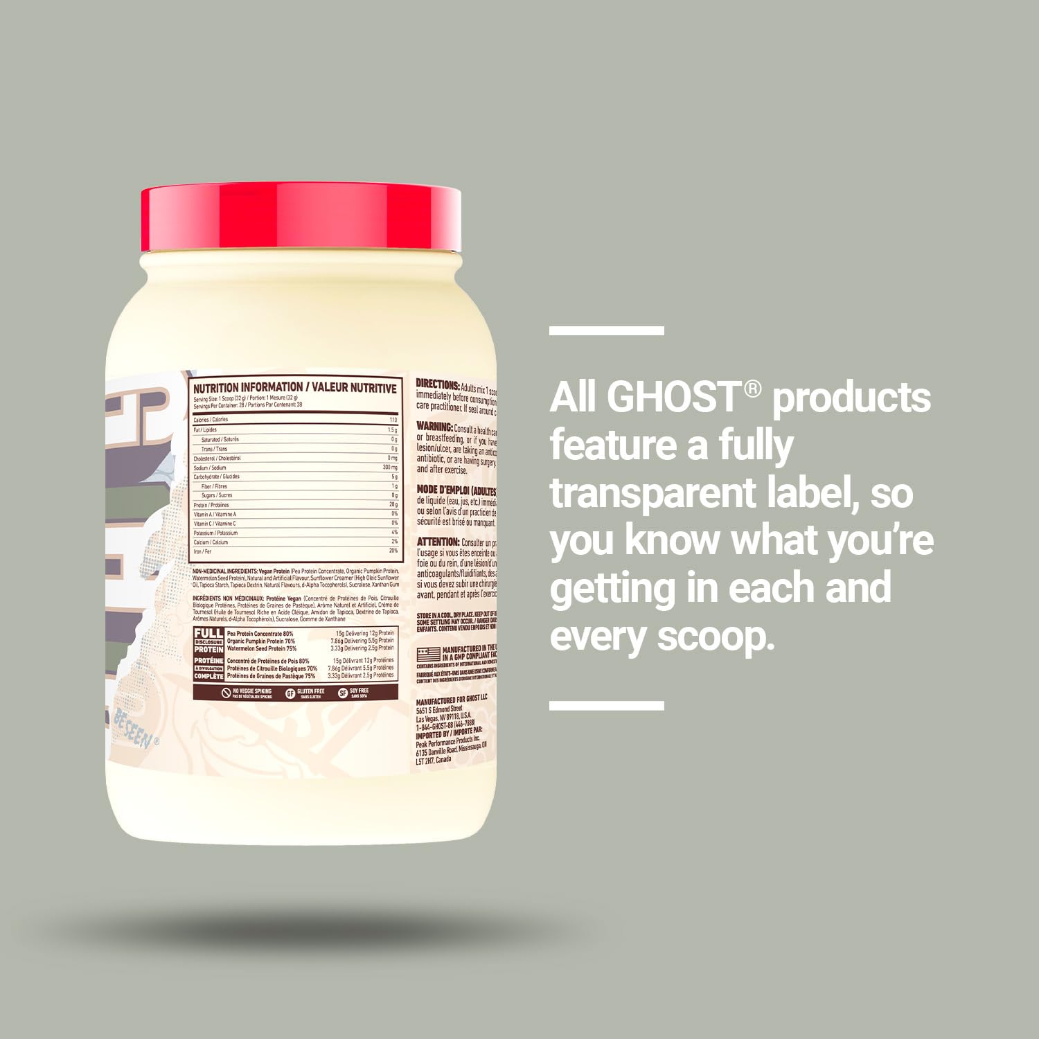 GHOST Vegan Protein smoothie pour demonstrates versatile use in shakes.