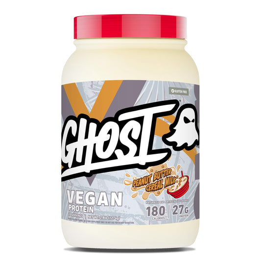 Ghost Vegan V2 Peanut Butter Cereal Milk powder for post-workout shakes with plant-based protein