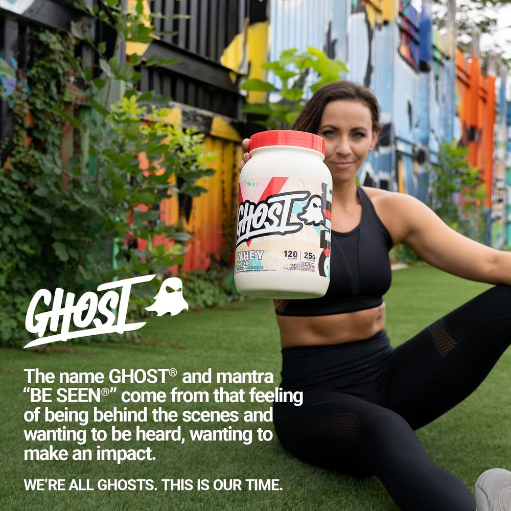 GHOST Whey Fruity Cereal Milk label highlights transparent ingredients
