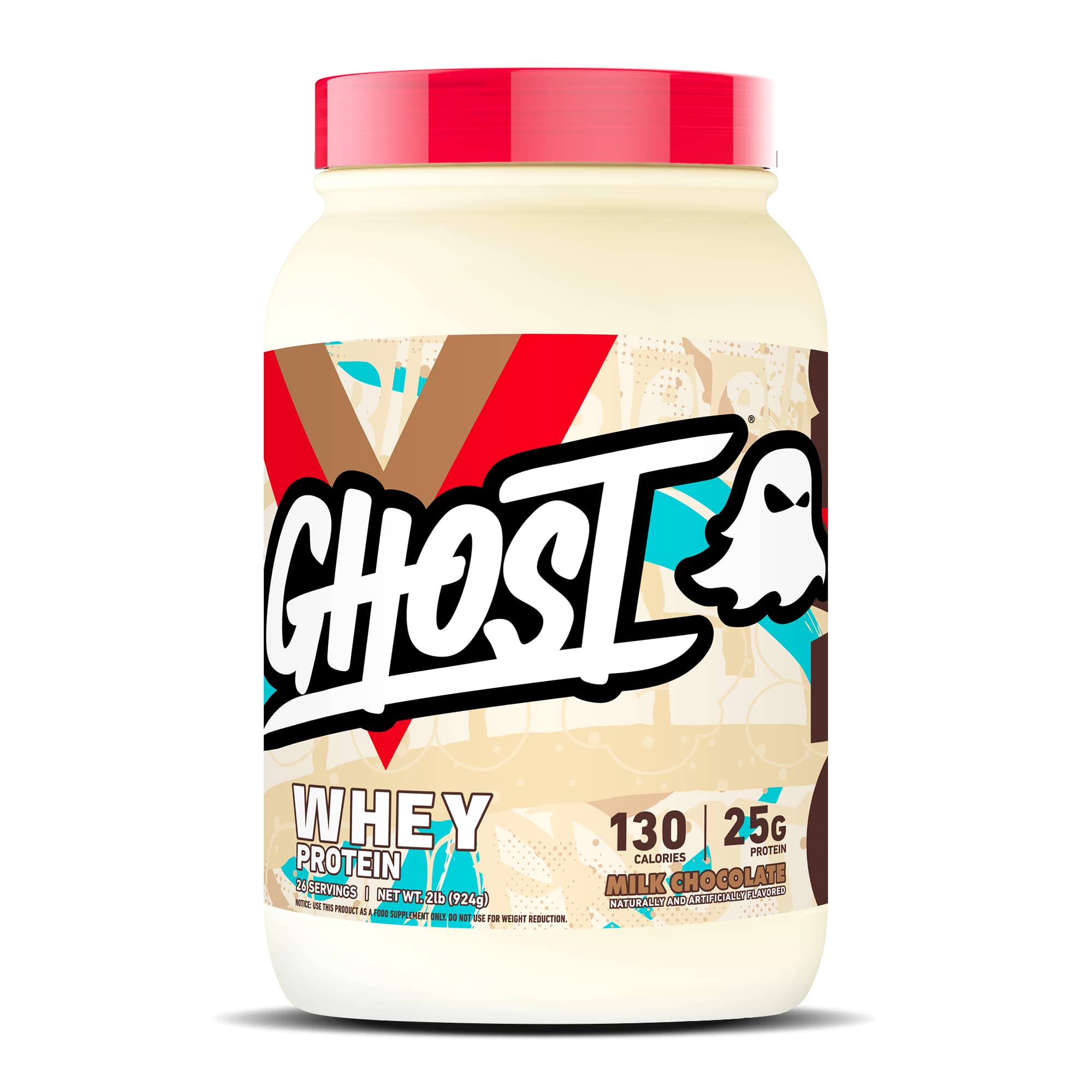 Ghost Whey Milk Chocolate tub showing a transparent protein blend for post-workout shakes.