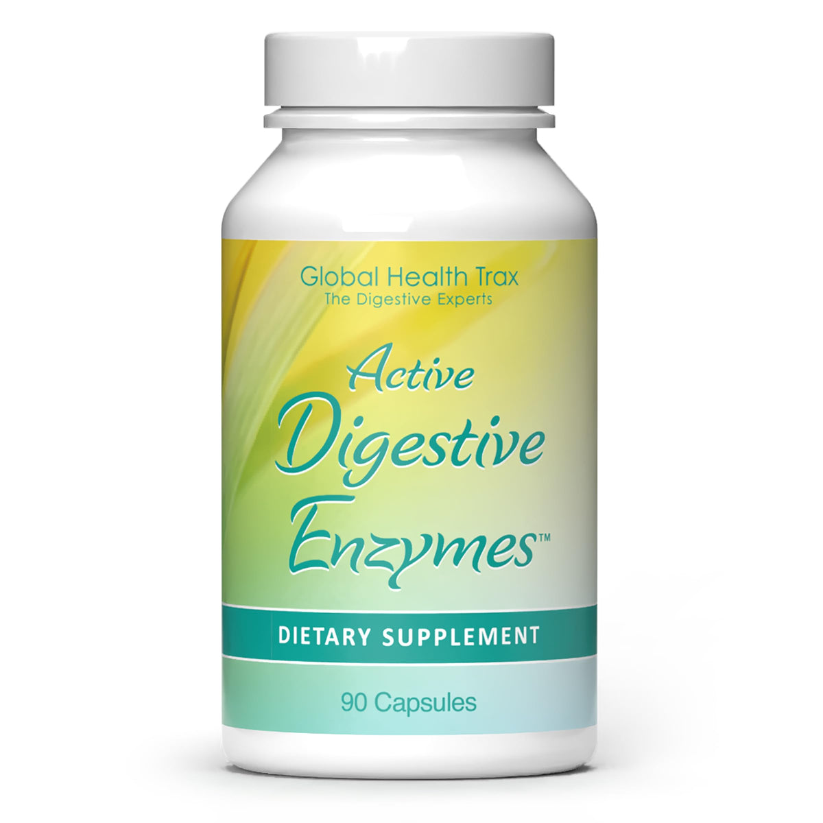 Global Health Trax Active Digestive Enzymes bottle pour supports smoother digestion