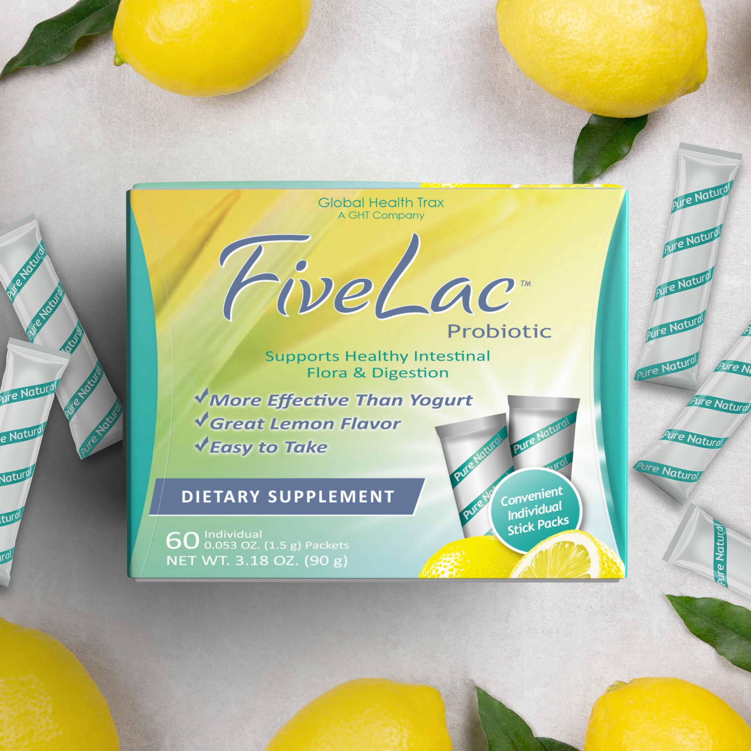 GHT FiveLac Lemon non-GMO label reflects purity and quality