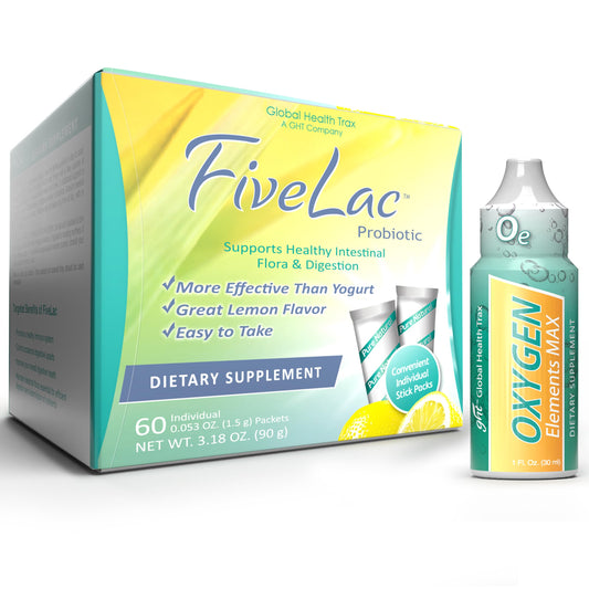 GHT FiveLac Lemon Probiotic bottle showing daily digestion support in action