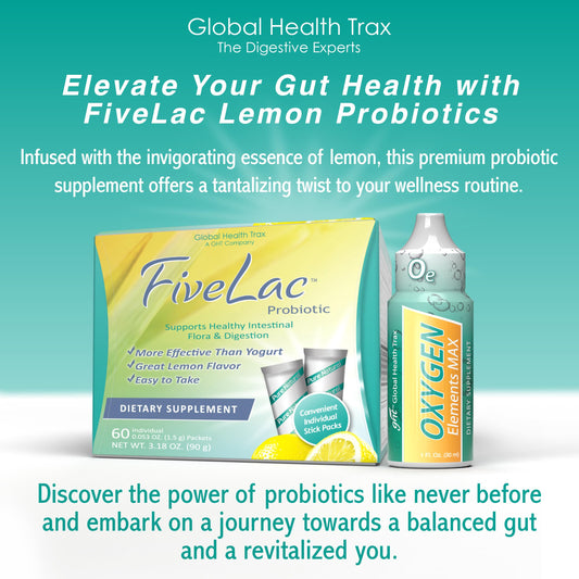 GHT FiveLac Lemon Probiotic powder being poured from a scoop for easy mixing