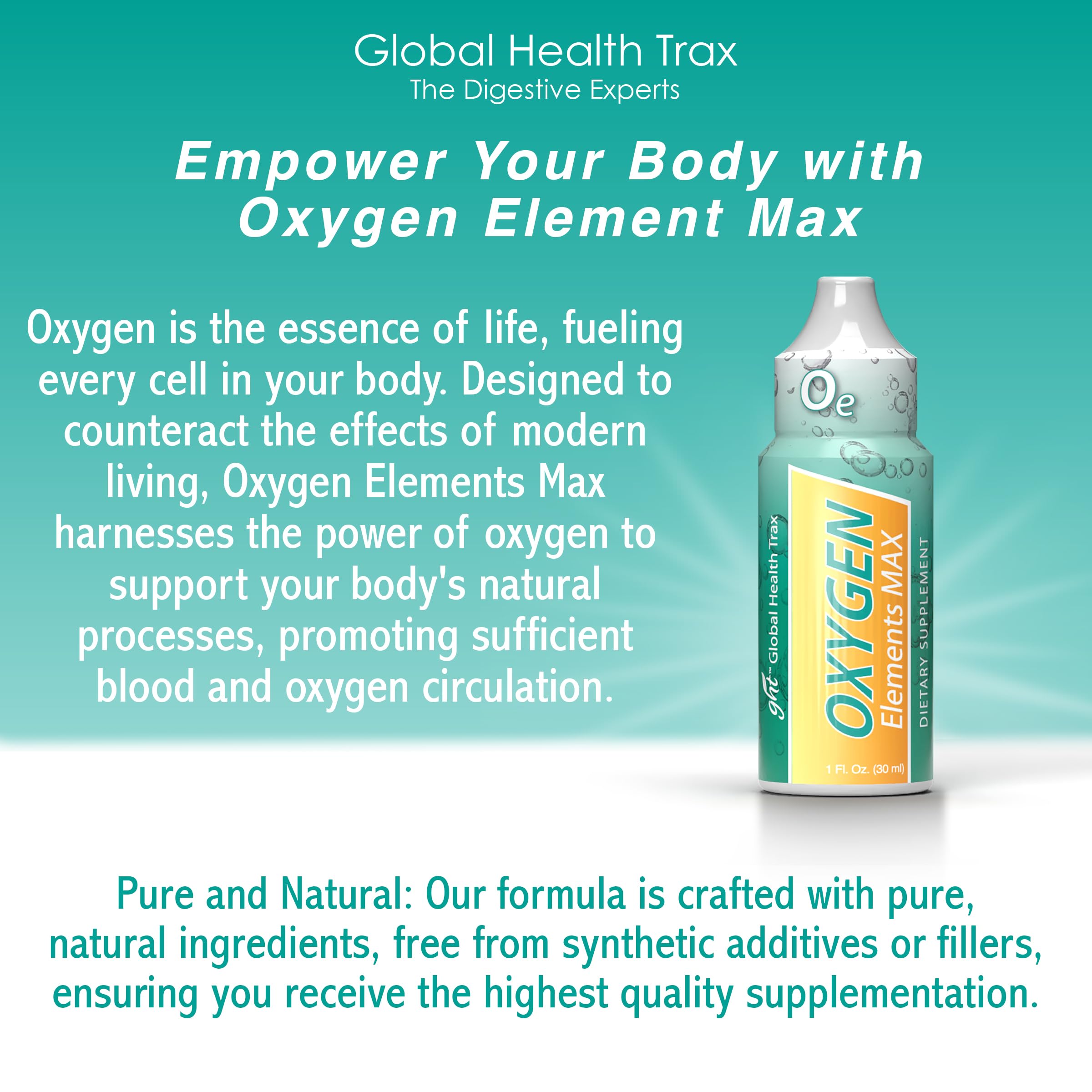 GHT Oxygen Elements Max bottle side view highlighting compact bottle for on-the-go support.