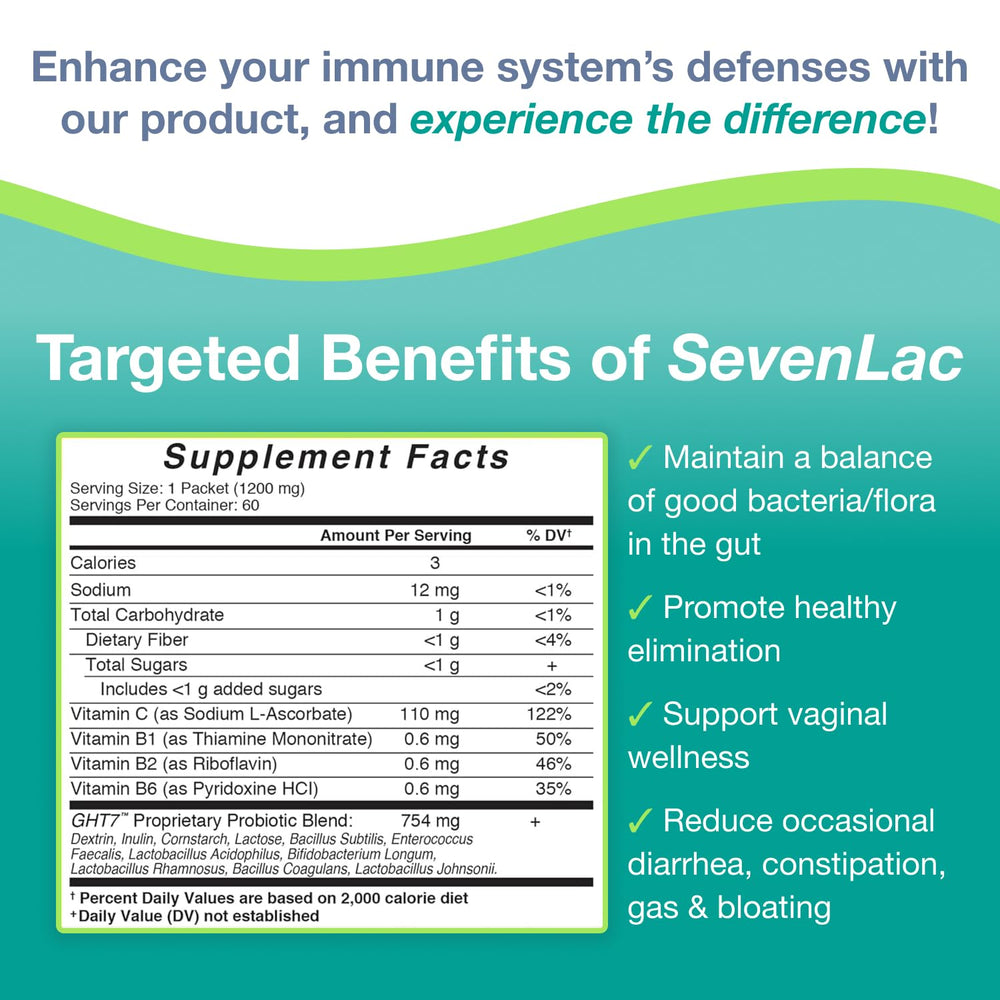 SevenLac Apple probiotic powder dissolving in water for easy blending and refreshing taste.