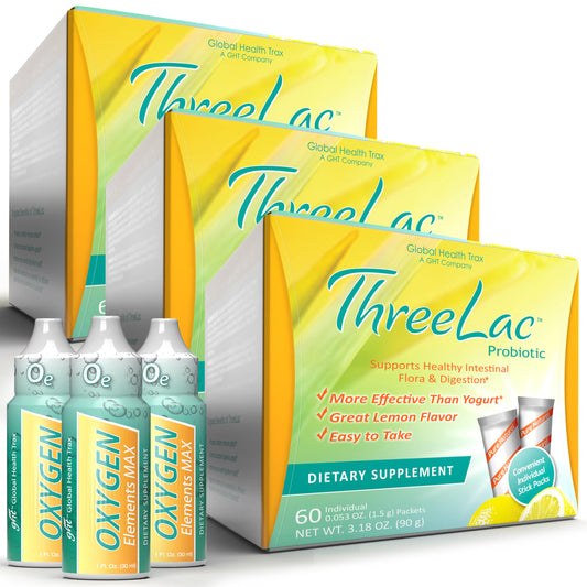 GHT ThreeLac Lemon Probiotic Powder packets ready to mix for digestive support.