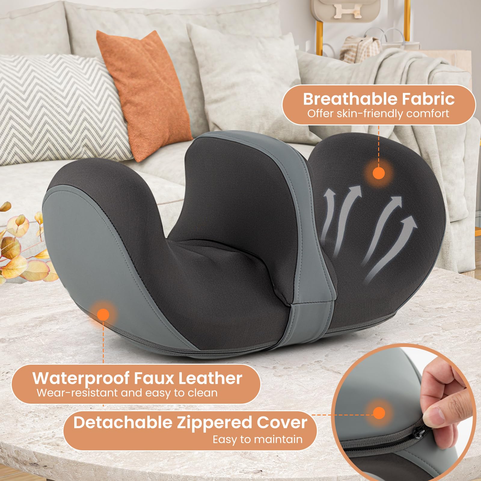 Giantex waterproof faux-leather cover supports long-lasting hygiene.