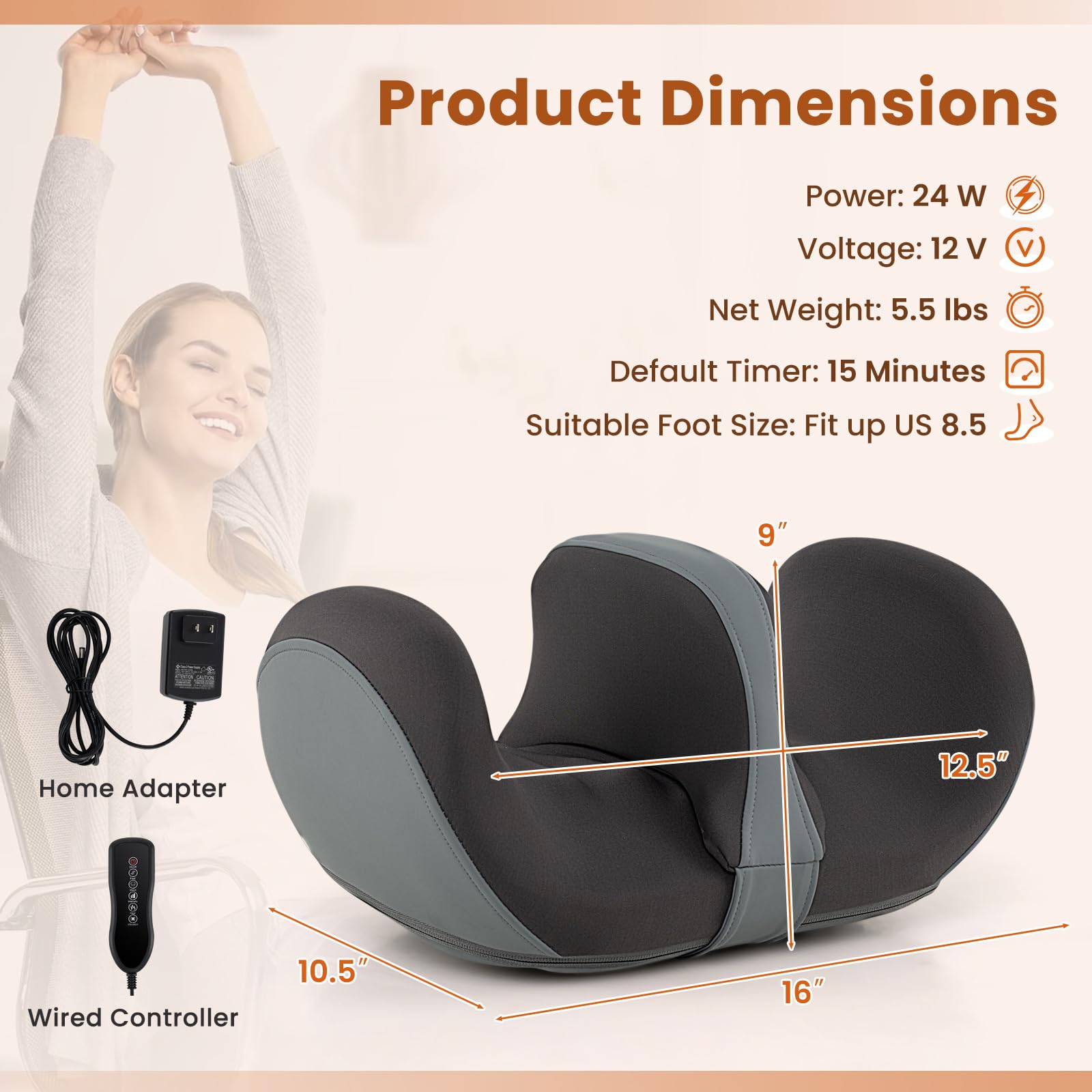 Giantex kneading and shiatsu nodes with 8 points for deep muscle relaxation.