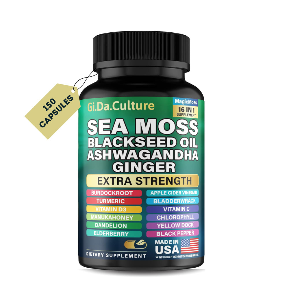 Gi.Da.Culture Sea Moss Capsules bottle for daily vitality with vegan purity