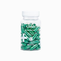 Giddy+Health multivitamin bottle-front for daily wellness support.