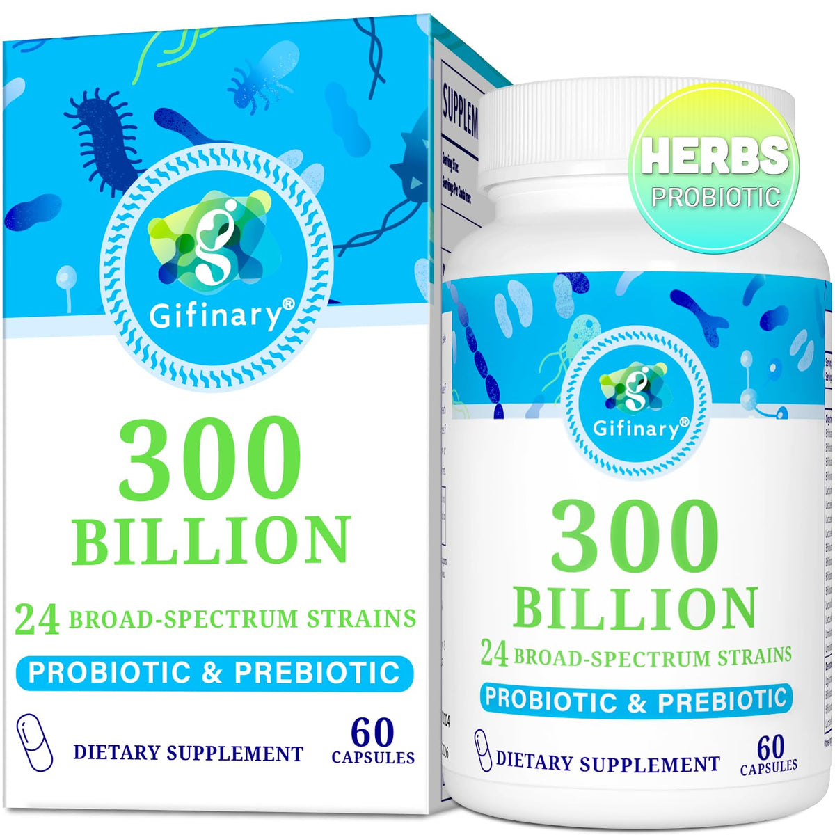 Gifinary Probiotics 300B bottle pour supports daily gut balance