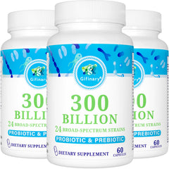 Gifinary Probiotics bottle with 300 Billion CFU supports gut health