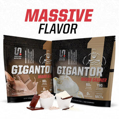 Gigantor Mass Gainer vanilla mixer shot illustrating quick post-workout shake