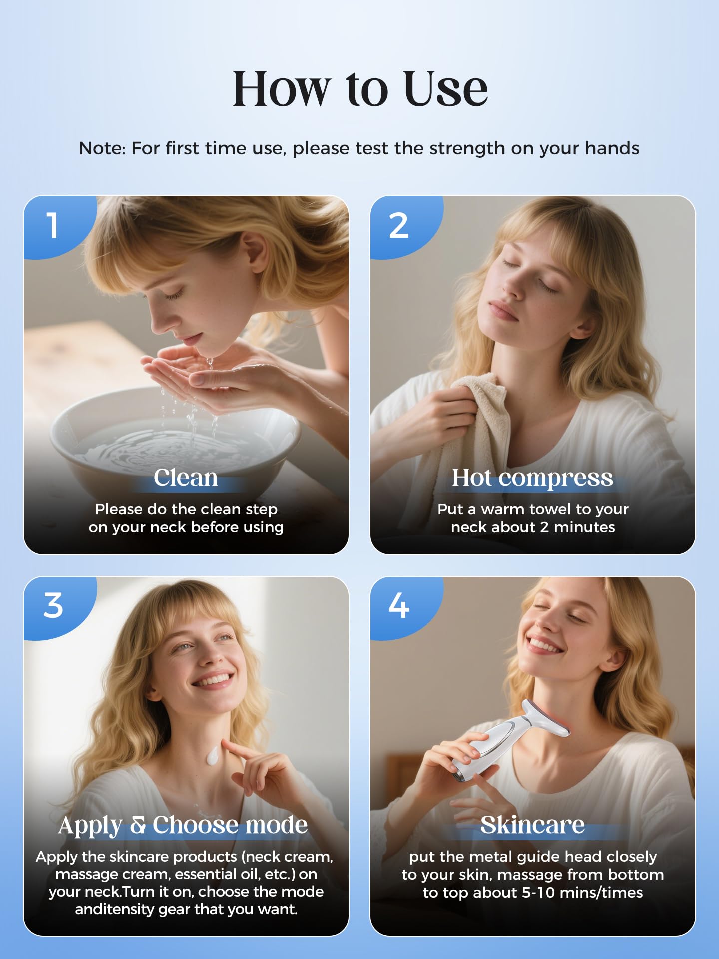 GIHWRRI ergonomic massage head gliding over cheeks and neck