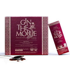 GIN THE MORE Korean red ginseng extract pack on table for daily energy support.