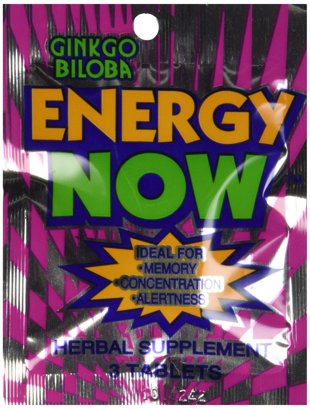 Ginko Biloba Energy Now bottle close-up showing compact herbal supplement for daily focus