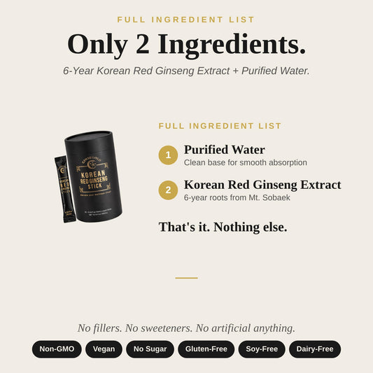 GINSEGOLD ginseng stick pour-into-hot-water highlights versatile energy without sugar.