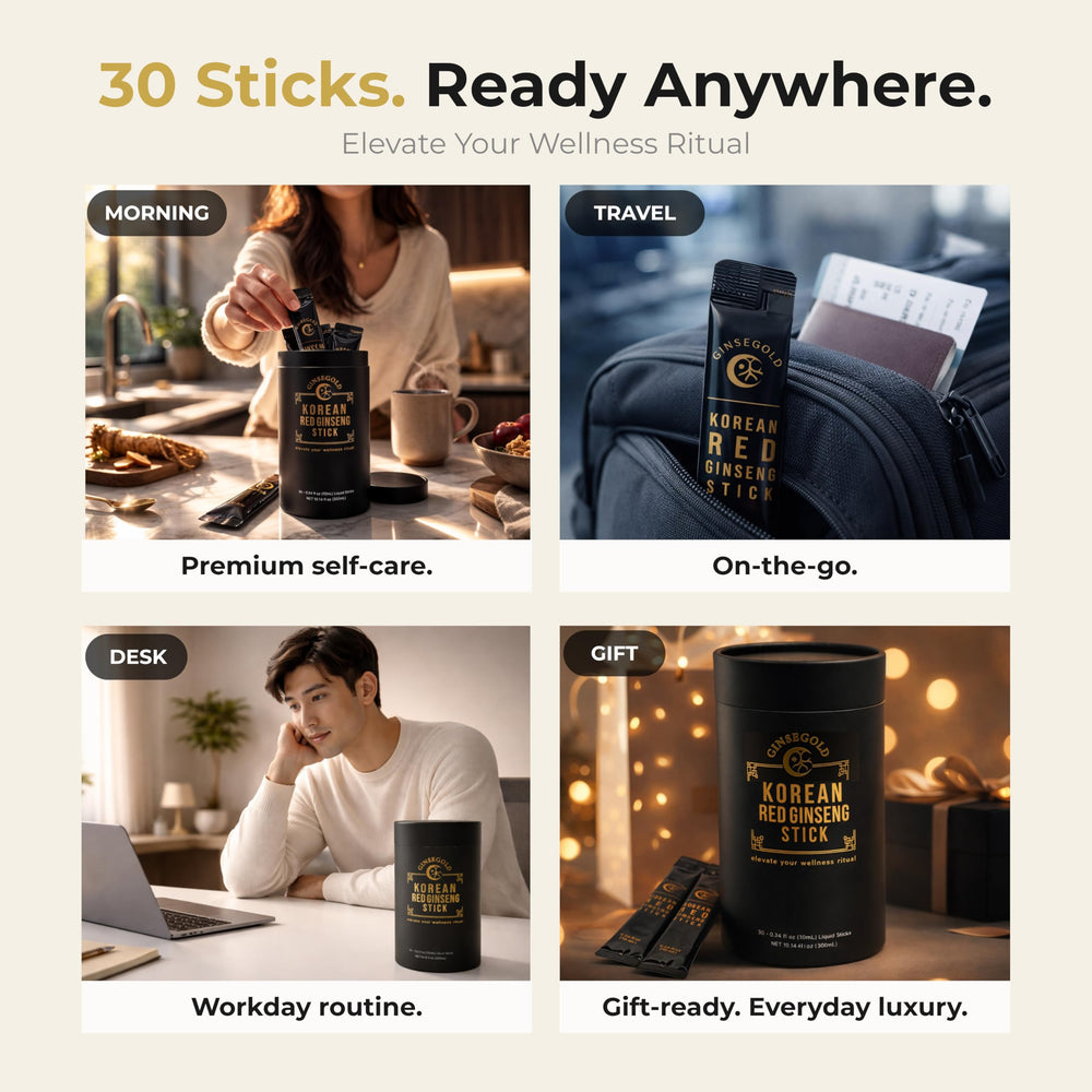 GINSEGOLD ginseng tea option shows hot beverage versatility.