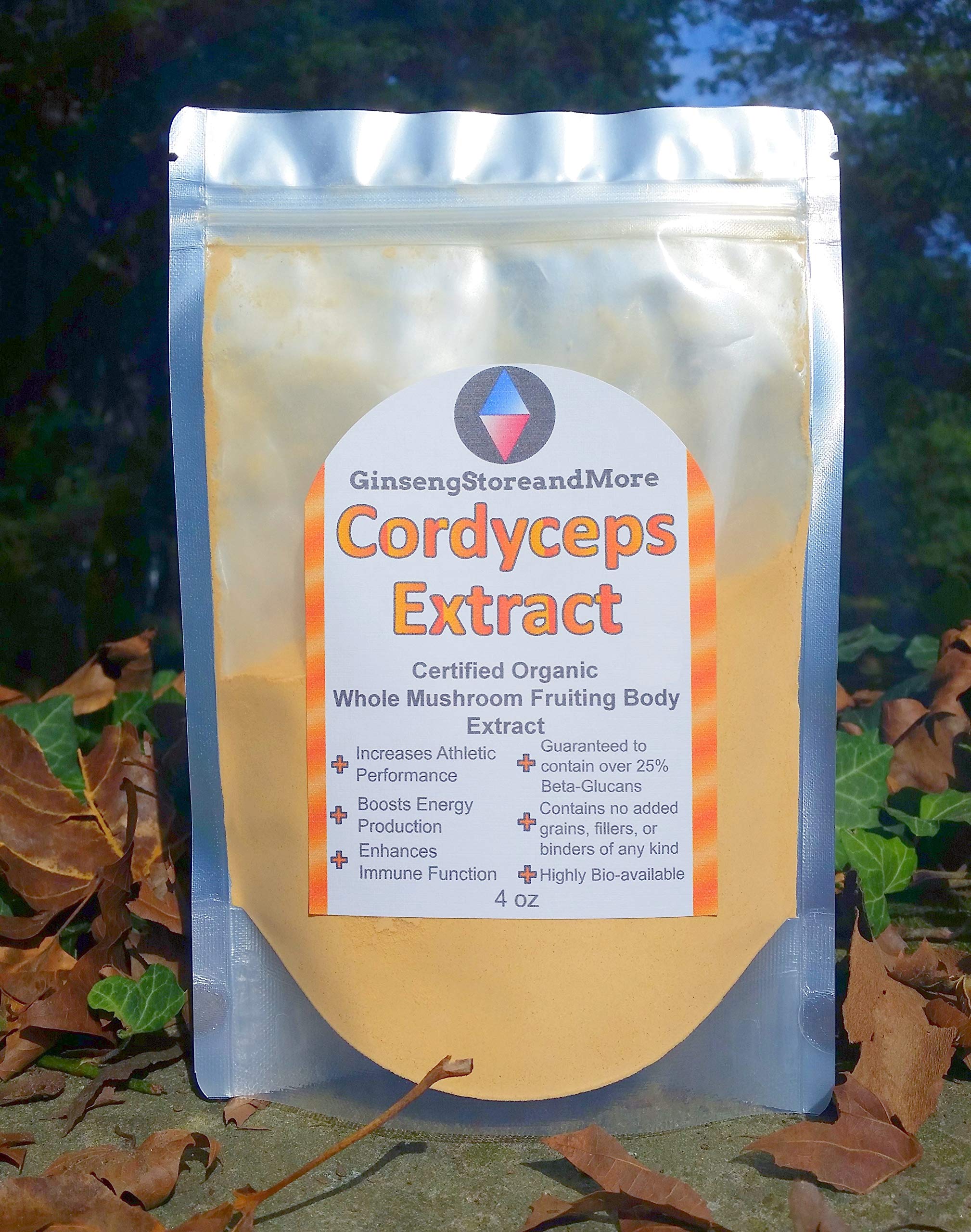 GinsengStoreAndMore Cordyceps Militaris extract jar emphasizing beta-glucan richness for daily use.