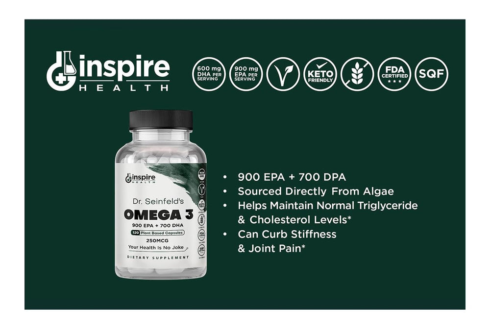 GINSPIRE NUTRITION algae omega-3 bottle side view for packaging
