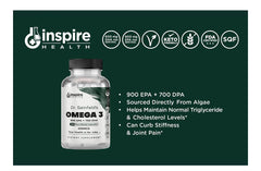 GINSPIRE NUTRITION algae omega-3 bottle side view for packaging