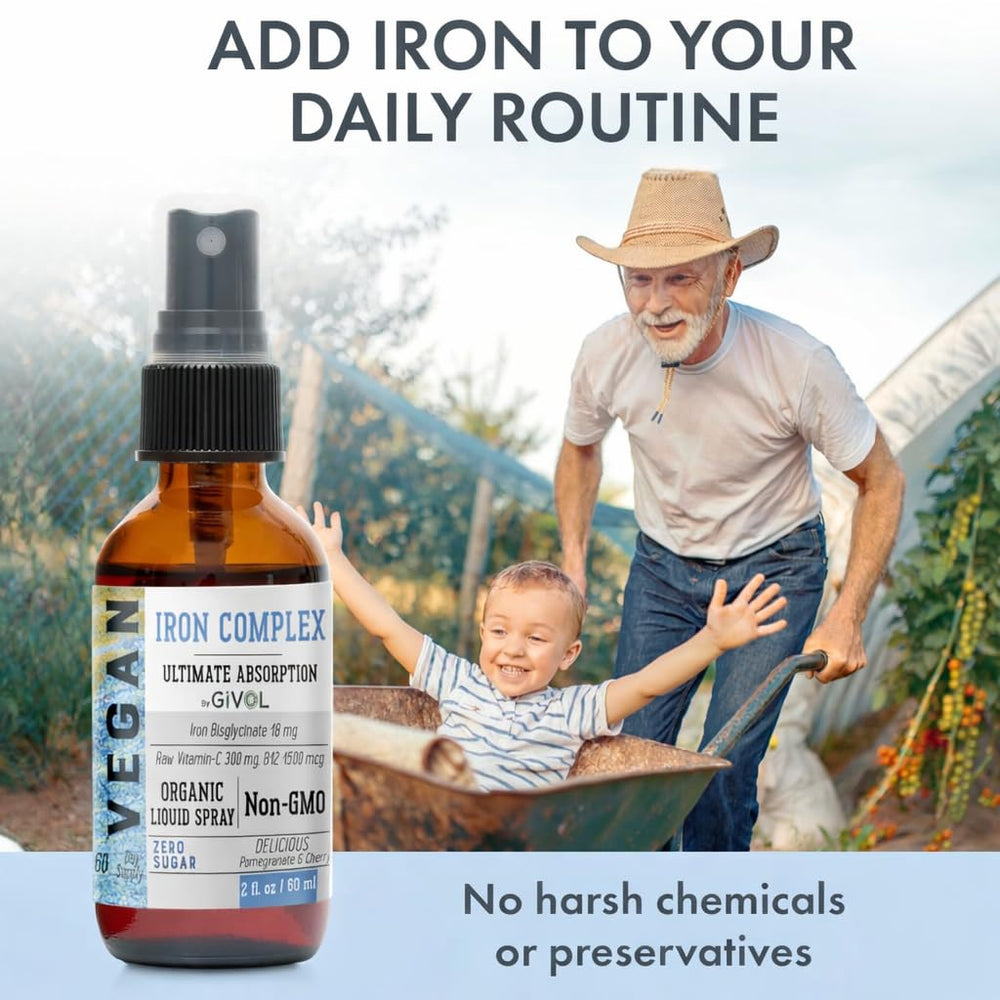 GIVOL Iron non-GMO sugar-free formula label close-up