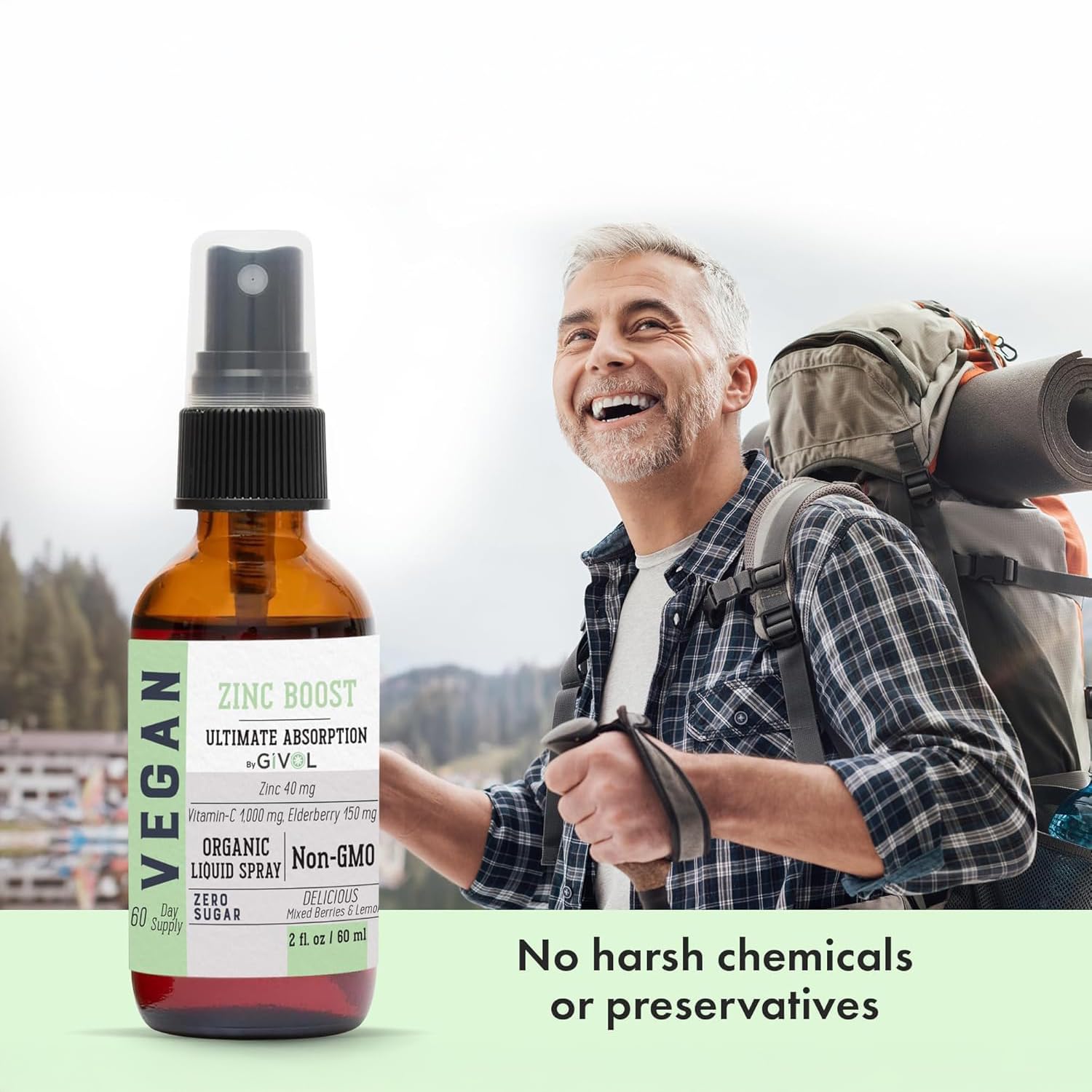 GIVOL Zinc Boost Mist ingredients showcase vegan, plant-based profile