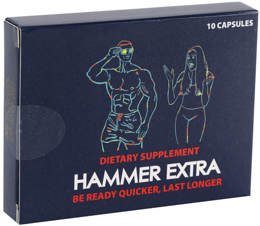 GLADTON Hammer Extra bottle front view highlighting herbal stamina blend for sustained energy.