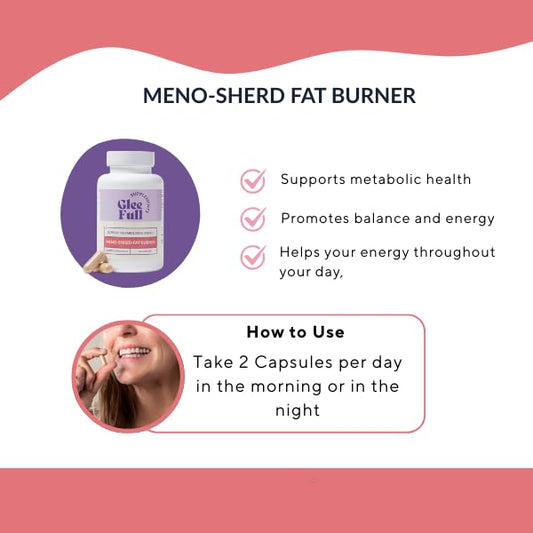 GLEEFULL SUPPS Meno-Sherd Fat Burner label close-up highlighting herbal blend