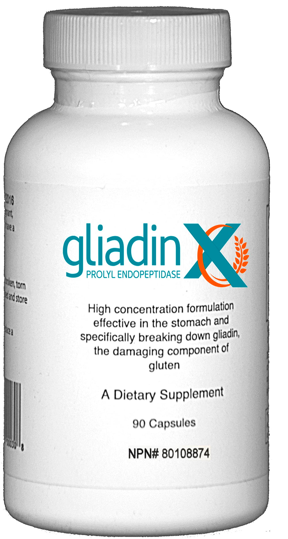 GliadinX digestion capsules bottle showing gluten support for strict gluten-free diets
