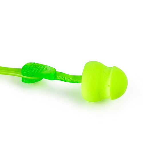 Glide earplugs showing curved stem design adapting to ear