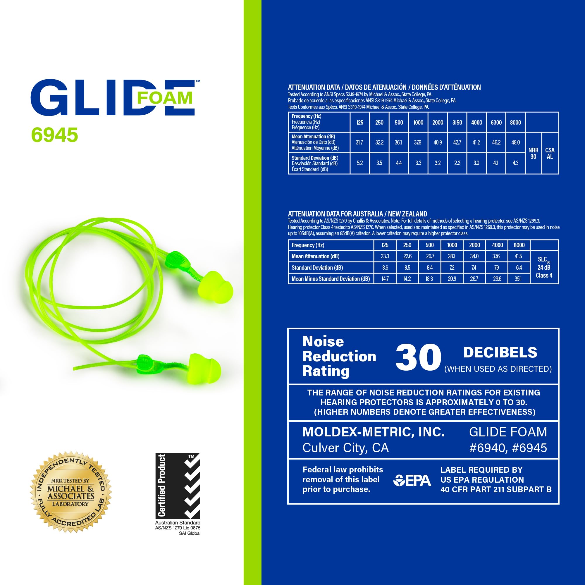 Glide American-made foam earplugs emphasizing quality