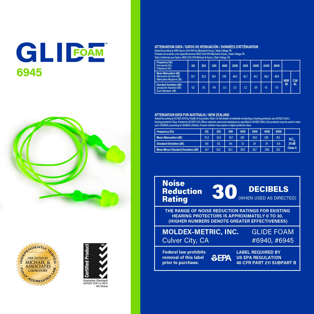 Glide American-made foam earplugs emphasizing quality
