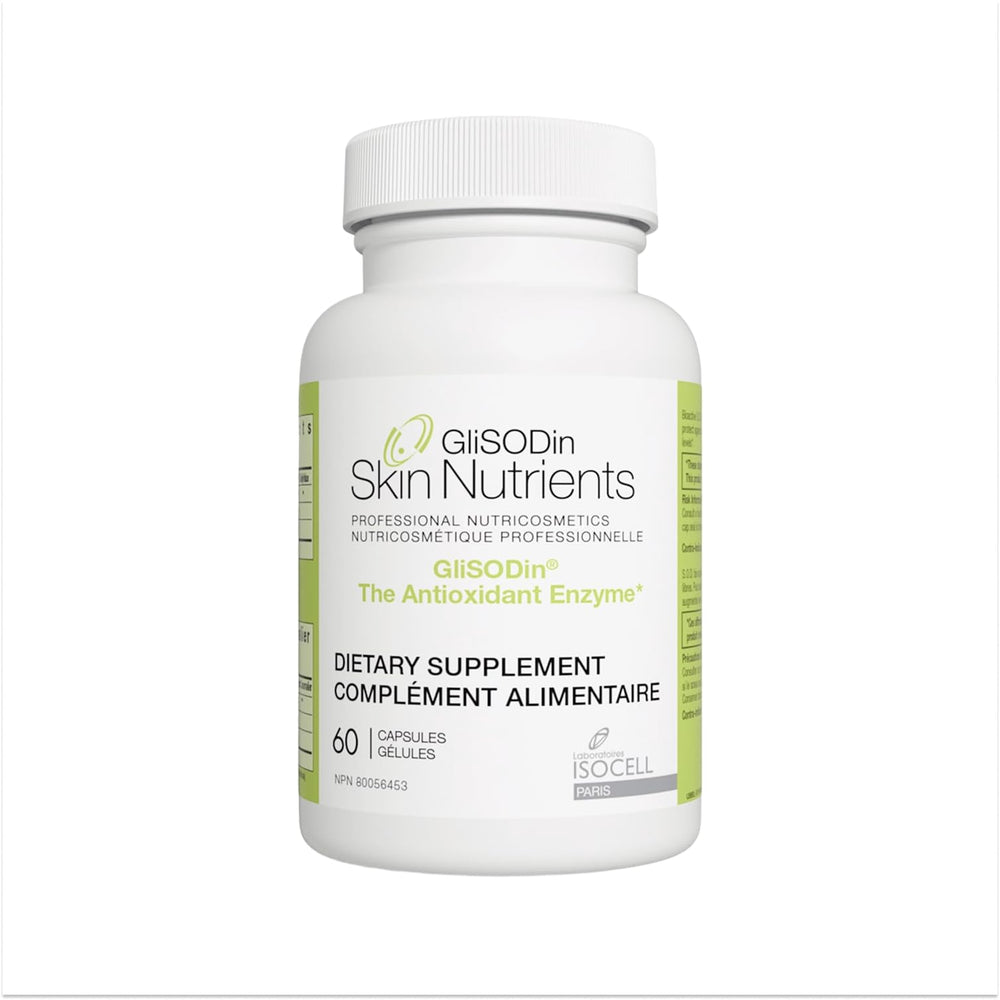 GliSODin Skin Nutrients bottle front showing daily antioxidant support for healthy skin