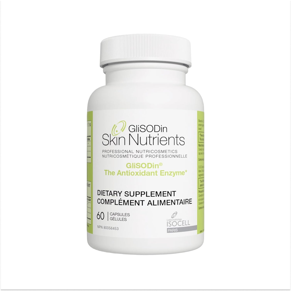 GliSODin Skin Nutrients bottle front showing daily antioxidant support for healthy skin