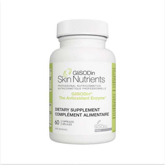 GliSODin Skin Nutrients bottle front showing daily antioxidant support for healthy skin