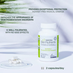 GliSODin Skin Nutrients capsules close-up highlighting vegetarian friendly antioxidant capsules for skin wellness