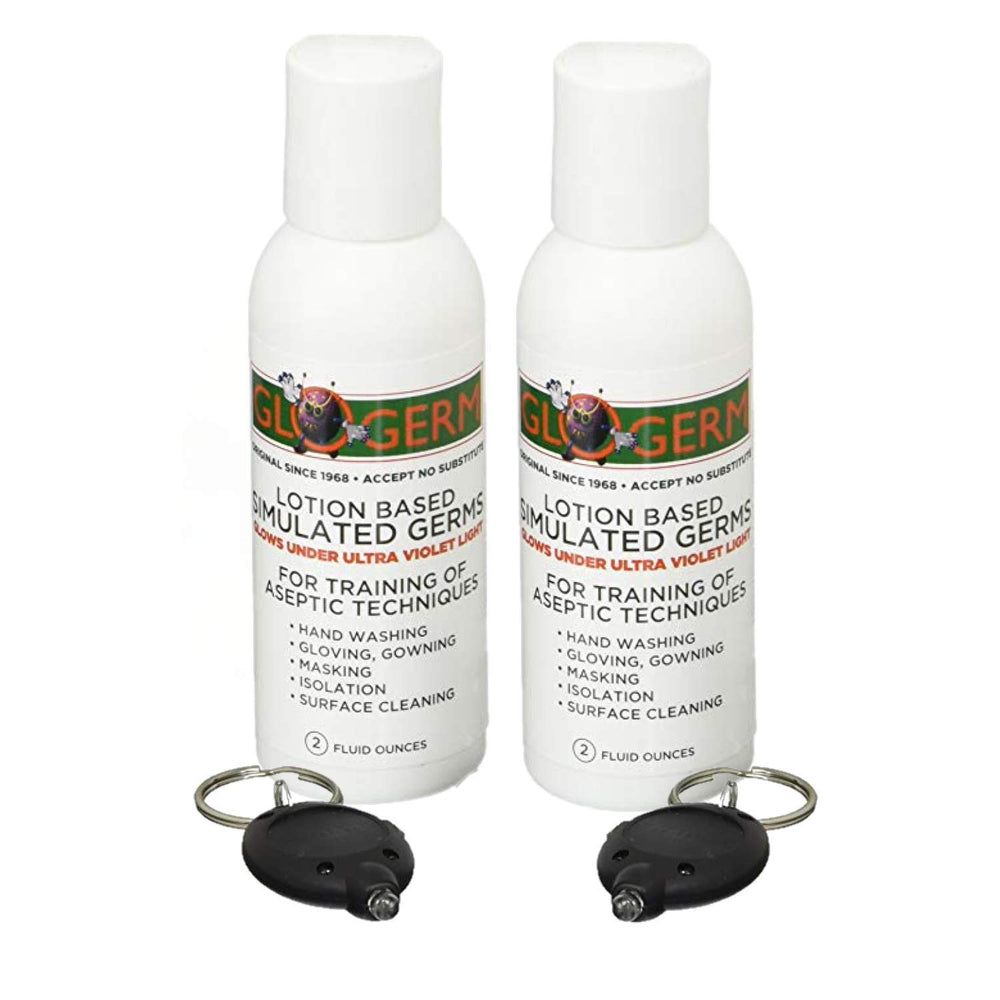 Glo Germ Mini Gel Kit bottle pour shows germ simulation for effective hand-washing practice