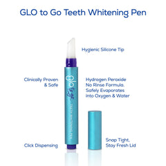 GLO Science Teeth Whitening Pen packaging highlights travel-friendly design.