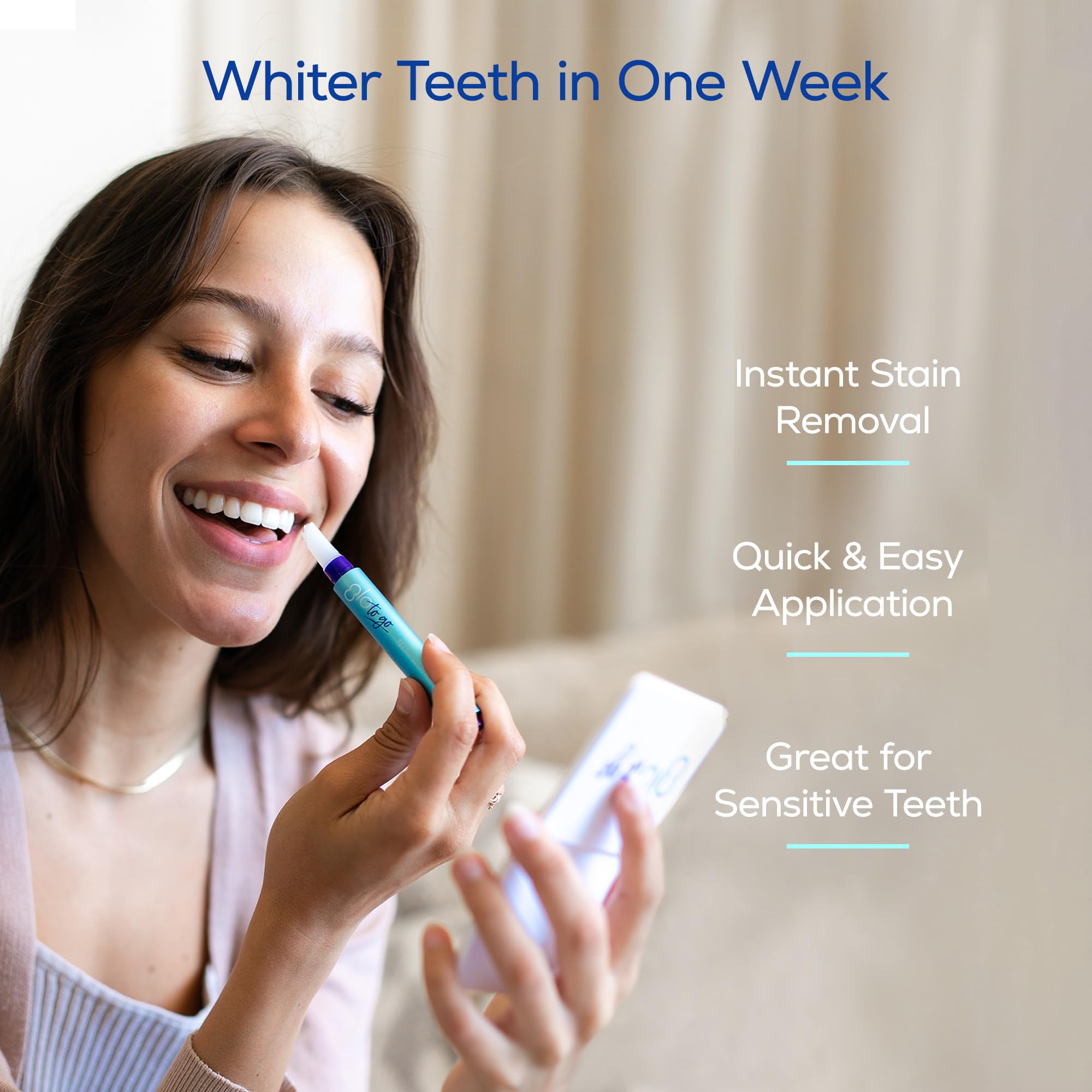 GLO Science Teeth Whitening Pen travel-size vial suitable for on-the-go whitening.