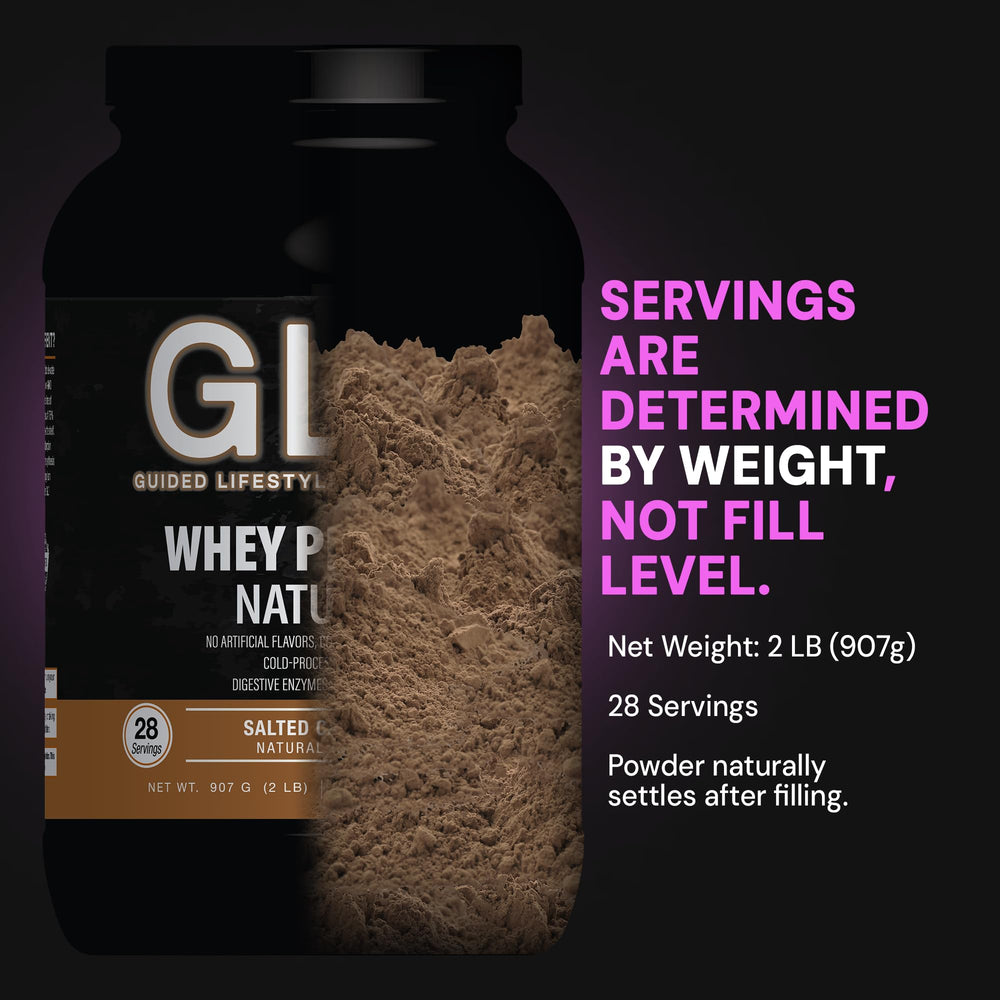 GLO Whey 2 lb packaging showing value with 28 servings.
