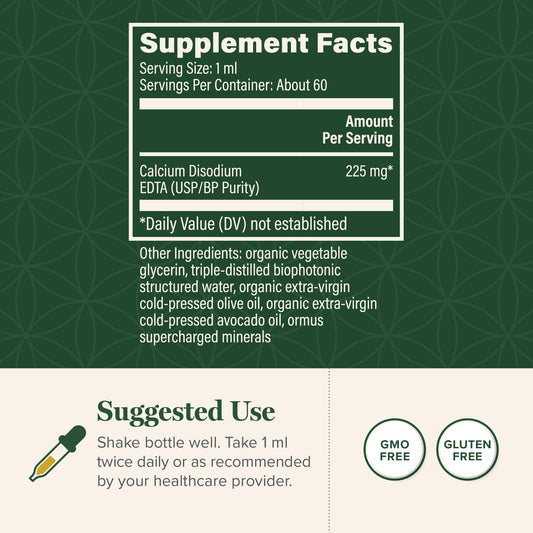 Global Healing Calcium Disodium EDTA label closeup highlights ingredients and purity