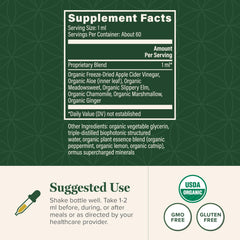 Global Healing Center Acid Reflux Relief label view highlighting organic ingredients